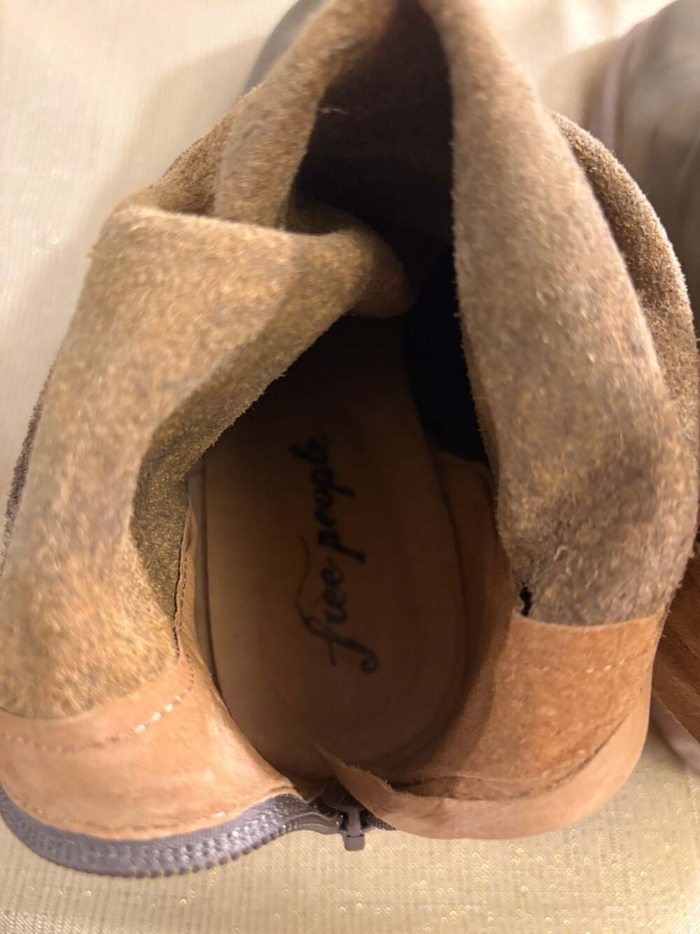 Free People Sutton Tight Slouch Boots Taupe Leather - Picture 11 of 11